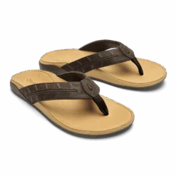 OluKai Tuahine Palm-Dk Java / Golden Sand -OluKai Shop 10576 48GS 003 M TUAHINEPALM DarkJavaGoldenSand